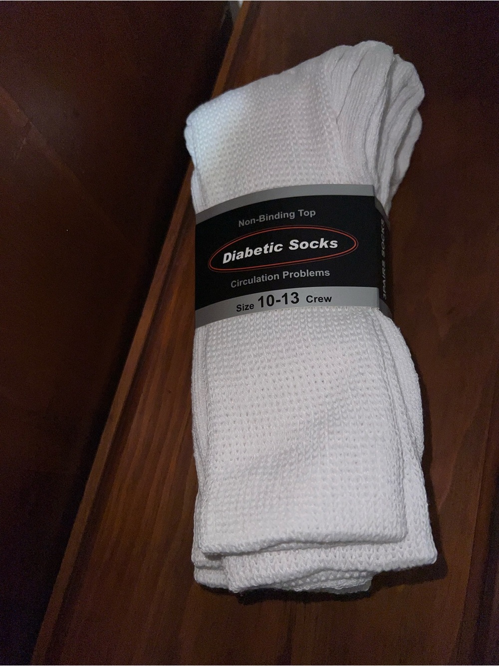 Diabetic Crew Socks - White Non-Binding Comfort (Size 10-13)